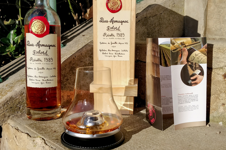 Delord Récolte 1989 Bas Armagnac Bottle & Peugeot Glass