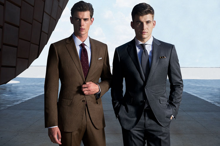 Models In Black Lapel Custom Suits