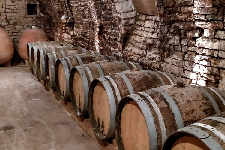 Gallimard Champagne Oak Casks In Cellar