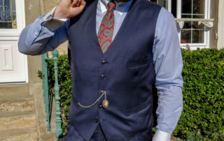 Black Lapel Navy Suit Waistcoat Detail