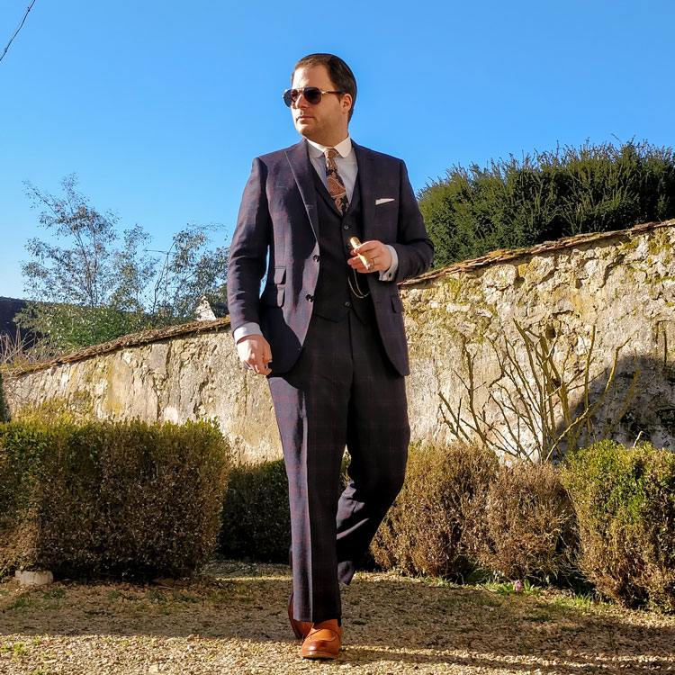 Indochino Custom Suit & Aviator Sunglasses