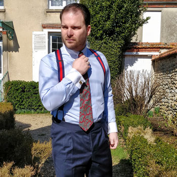 JJ Suspenders Formal Braces & Black Lapel Suit