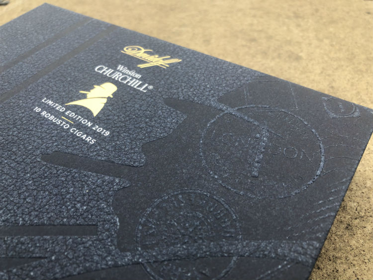 Leather Textured Cigar Box With Winston Churchill On