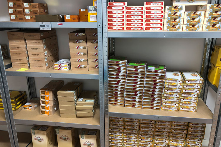 Montefortuna Cigars Warehouse Shelves