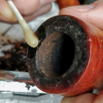 Cleaning Pipe Rim With Q-Tip & Alcohol