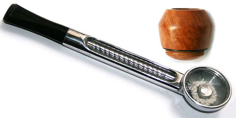Falcon Standard Chrome Straight Tobacco Pipe Stem & Hunter Bulldog Bowl