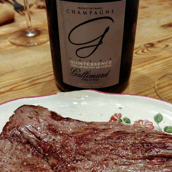 Gallimard Quintessence Champagne With Grilled Flank Meat