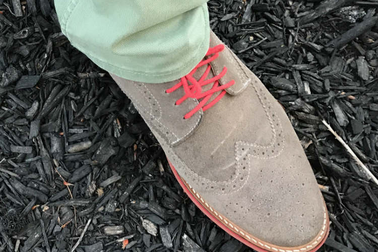 Grey Suede Brogues & Green Trousers