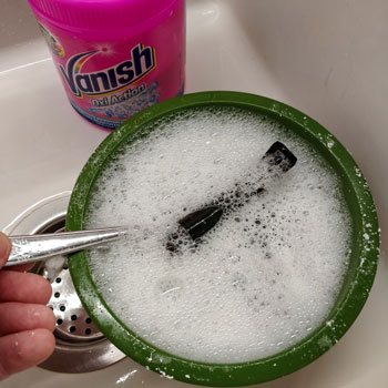 Pipe Stems Soaking In Oxi Clean