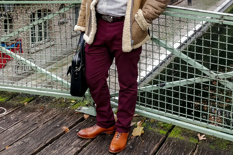 Red Chino Trousers & Tan Shoes