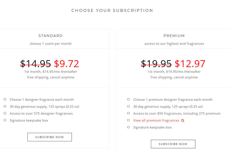 Scent Box Subscription Options