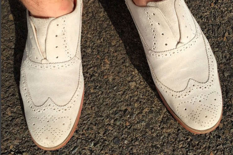 White Suede Brogue Shoes
