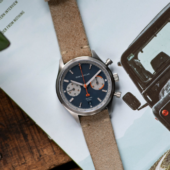 Oak Oscar Jackson Chrono Blue Dial Suede Strap