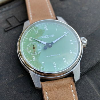 Weiss Gauge Watch Light Green Dial Closeup