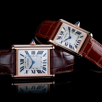 Cartier Tank Watches In Gold His & Hers