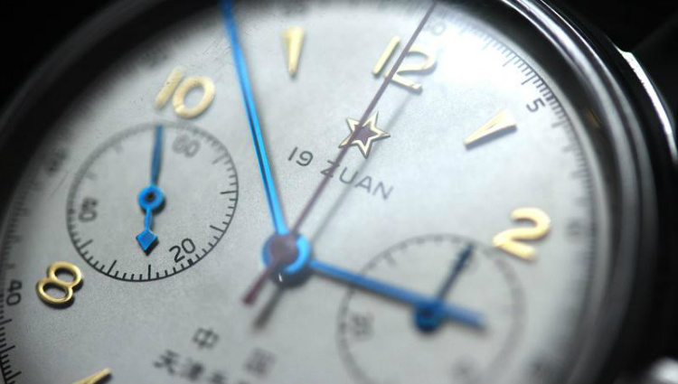 Seagull Watch 1963 Pilot Chronograph Dial Closeup