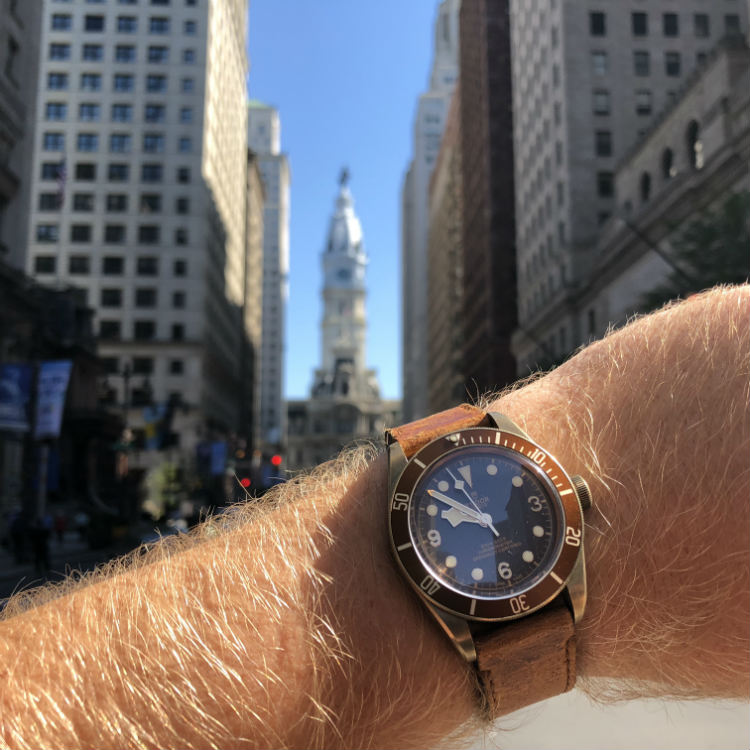 Tudor Black Bay Bronze 79250BM Wrist Shot Philly