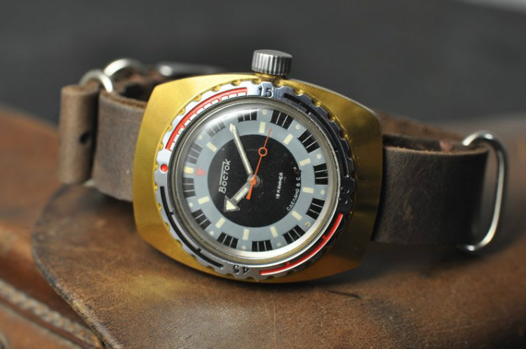 Vostok Vintage Diver On Leather Strap
