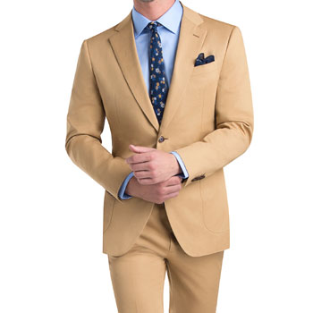 Black Lapel Kahki Cotton Suit