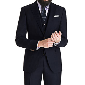 Black Lapel Midnight Navy Pinstripe Suit