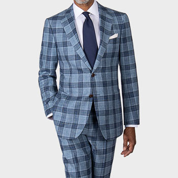 Black Lapel Santorini Check Custom Suit