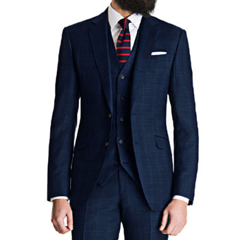 Black Lapel Windowpane Shadow Check Suit