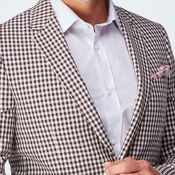 Indochino Burgundy Check Cotton Suit