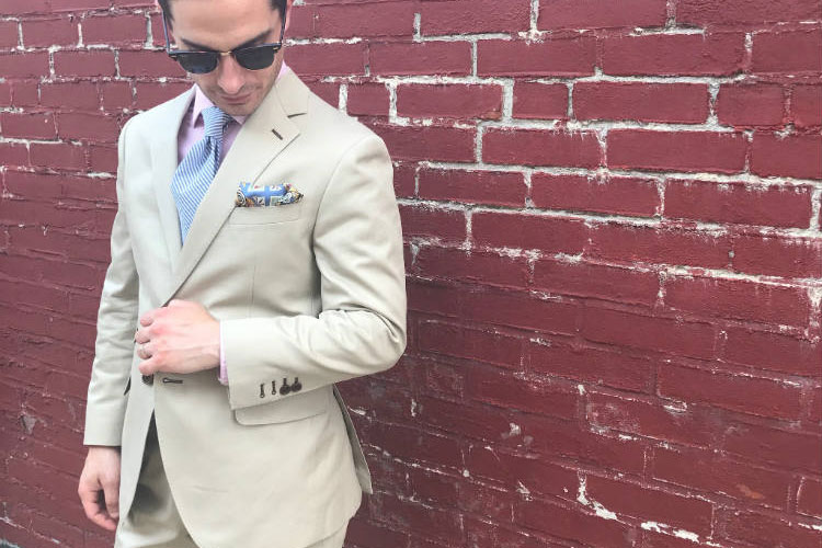 Man In Cotton Khaki Suit