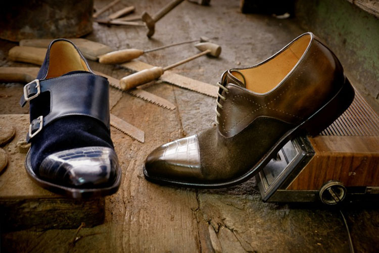 Carlos Santos Suede & Exotic Cape Toe Shoes