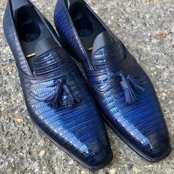 Gaziano Girling Teju Lizard Tassel Loafers