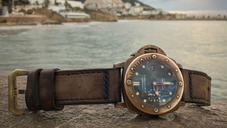 Panerai Bronze Diver Distressed Leather Strap