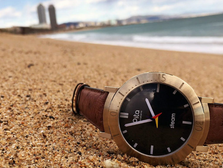 Pita Barcelona Steam Bronze Watch On Beach