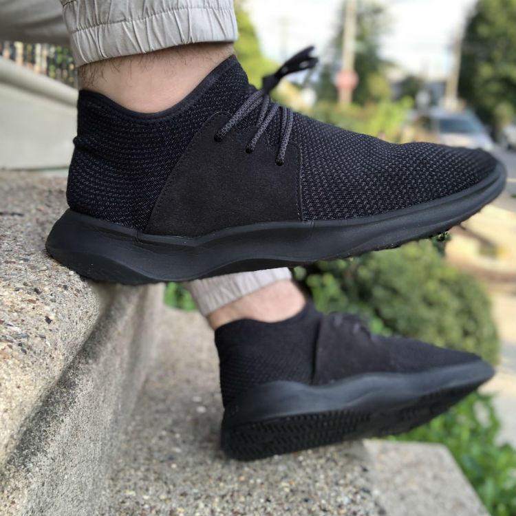 Vessi Waterproof Shoes On Feet With Joggers