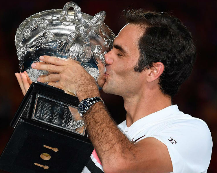 Roger Federer Trophy With Rolex Sky-Dweller