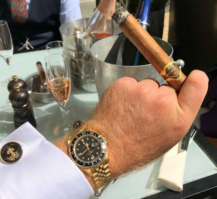 Rolex GMT Master Yellow Gold Cigar & Champagne