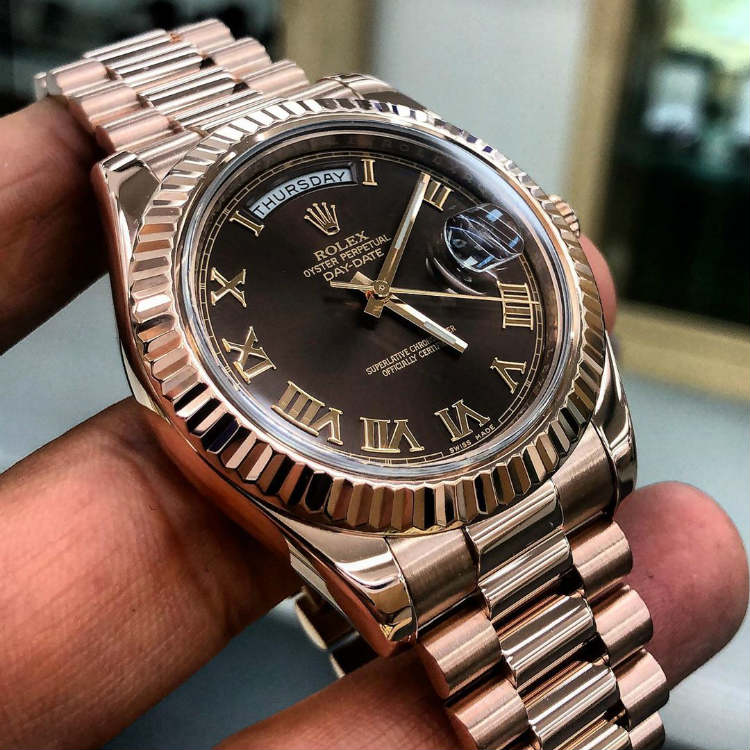 Rolex Rose Gold Day-Date II Chocolate Dial
