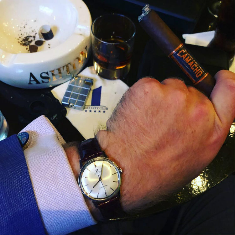 Vintage Omega with Camacho Cigar & Glencairn Glass