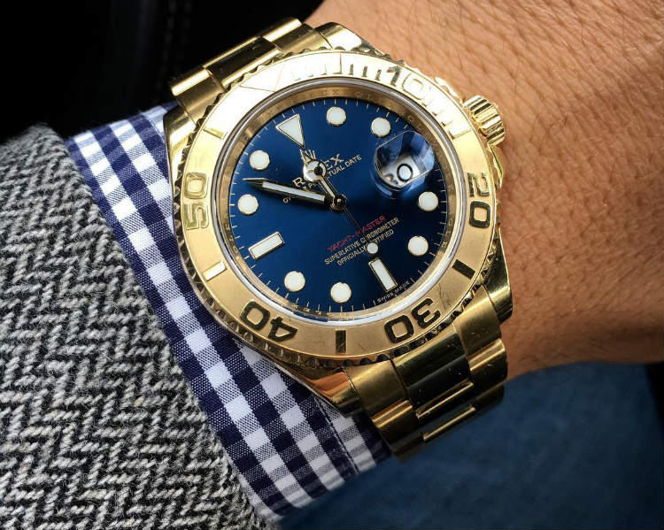 Yellow Gold Rolex Yacht-Master Blue Dial 16628
