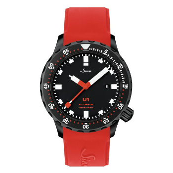 Sinn PVD U1 Dive Watch Black Red Strap