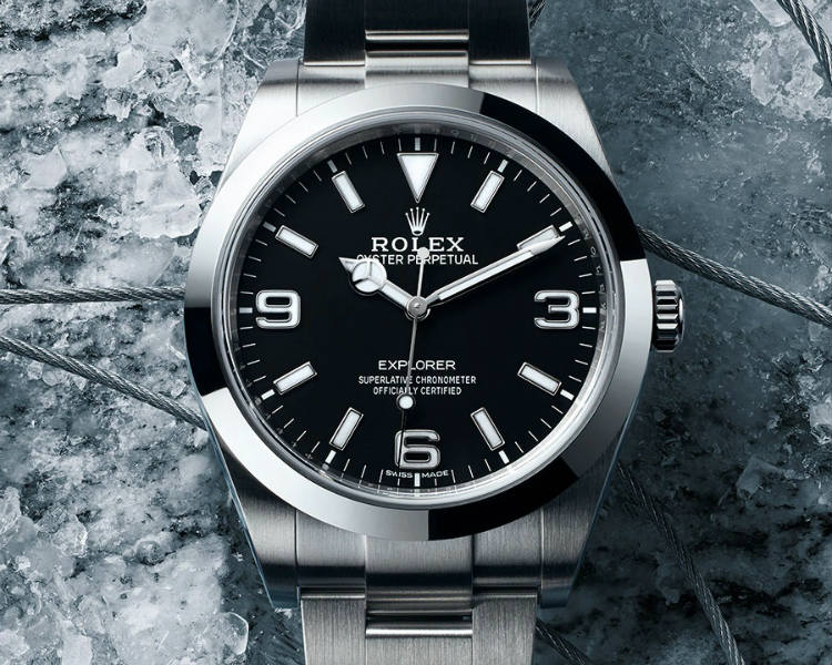Steel Rolex Explorer ref 214270 Black Dial