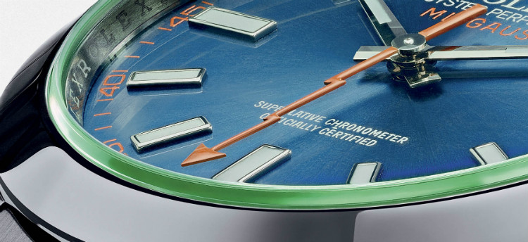 Rolex Milgauss Z-Blue Dial Green crystal 116400