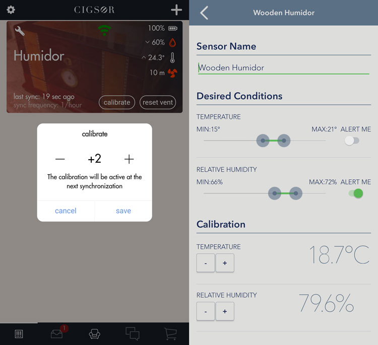 Cig Sor & Sensor Push Calibration App Screen Shots