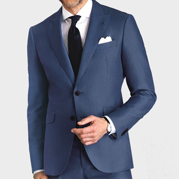 Black Lapel Savoy Cobalt Cashmere Suit