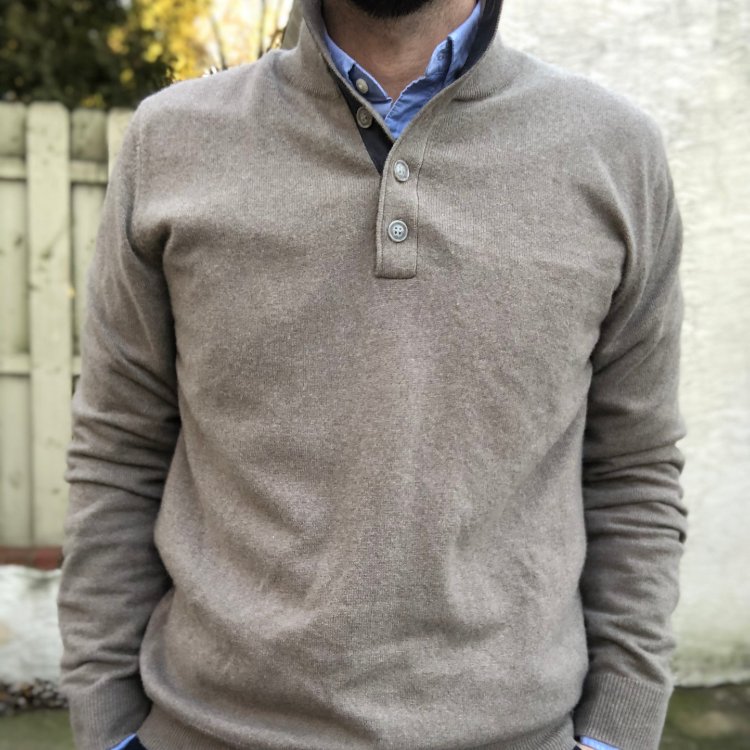 Brown Cashmere Polo Sweater