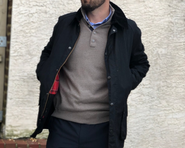 Brown Cashmere Sweater w Barbour Ashby