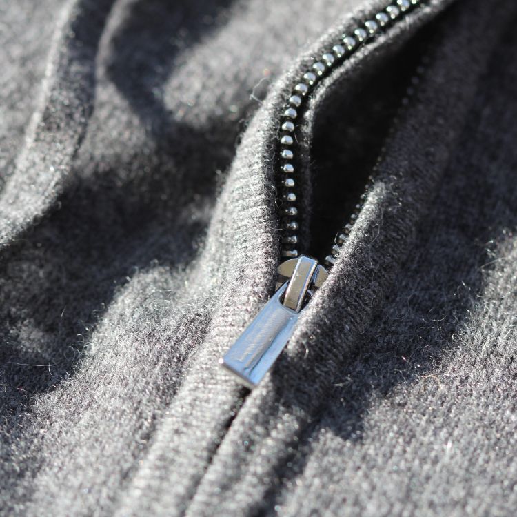Chrome Zipper on Cashmere Hoodie