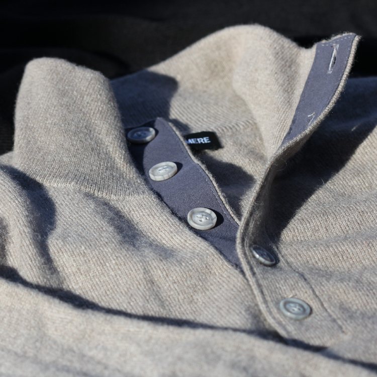 Mens Cashmere Polo Sweater Mock-Neck