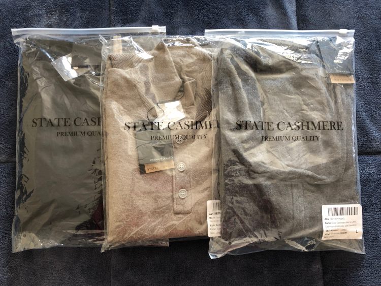 State Cashmere Sweaters in Plastic Protector
