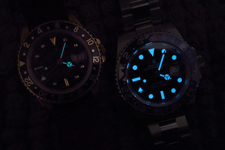 Lume on Rolex GMT-Master II and Vintage GMT-Master