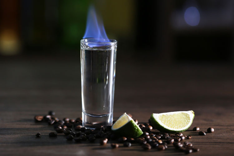 Flaming Sambuca In Shot Glass